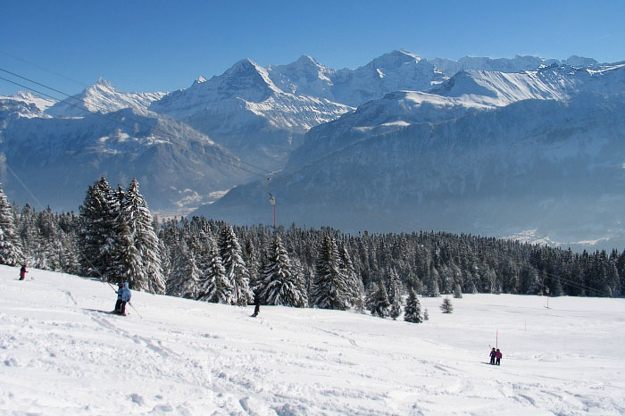 Winter Niederhorngebiet Skifahrer (Bild: Fritz Bieri)